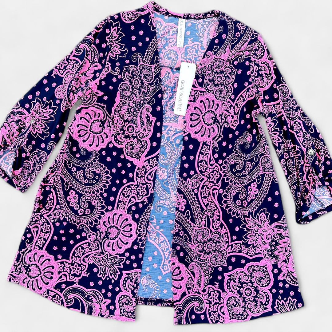 Navy & Pink Paisley Lizzy Cardigan