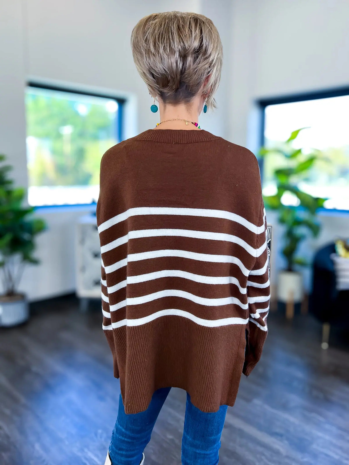 Ribbed Striped Sweater | Mocha BIBI