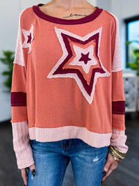 Star Patch Top | Red Brick POL
