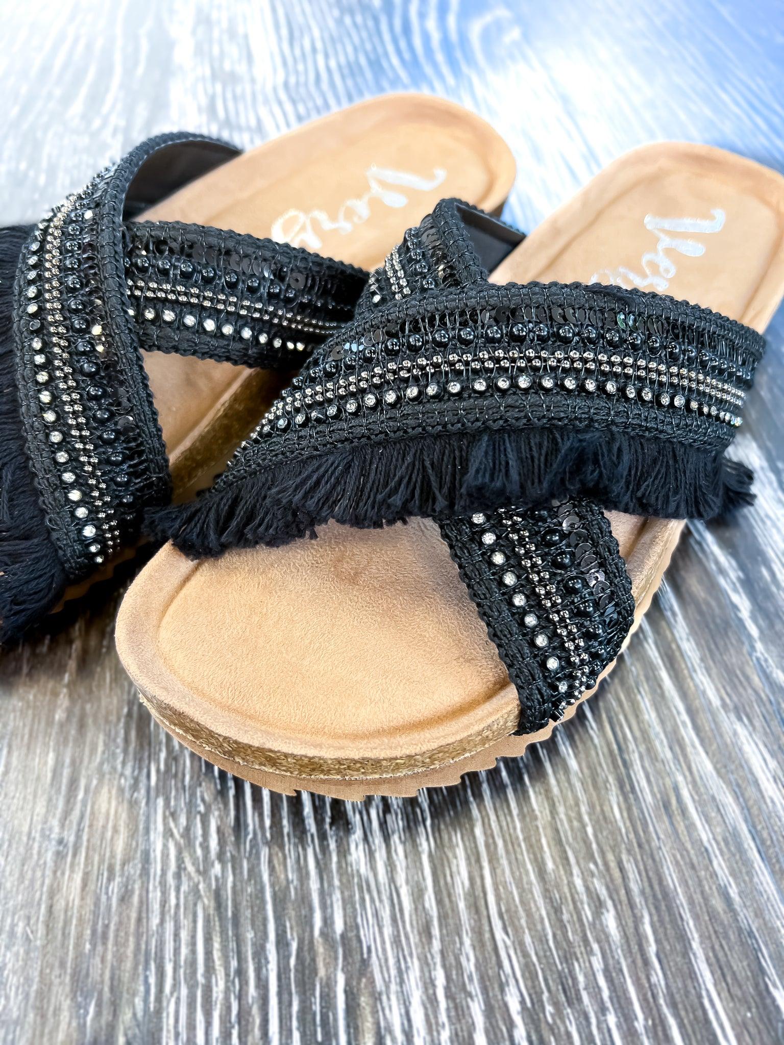 Black Solar Sandals - The ZigZag Stripe