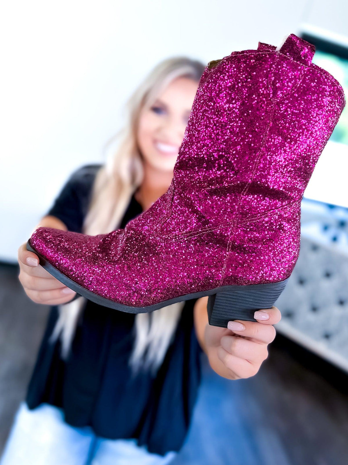 Fuchsia West Party Boots - The ZigZag Stripe