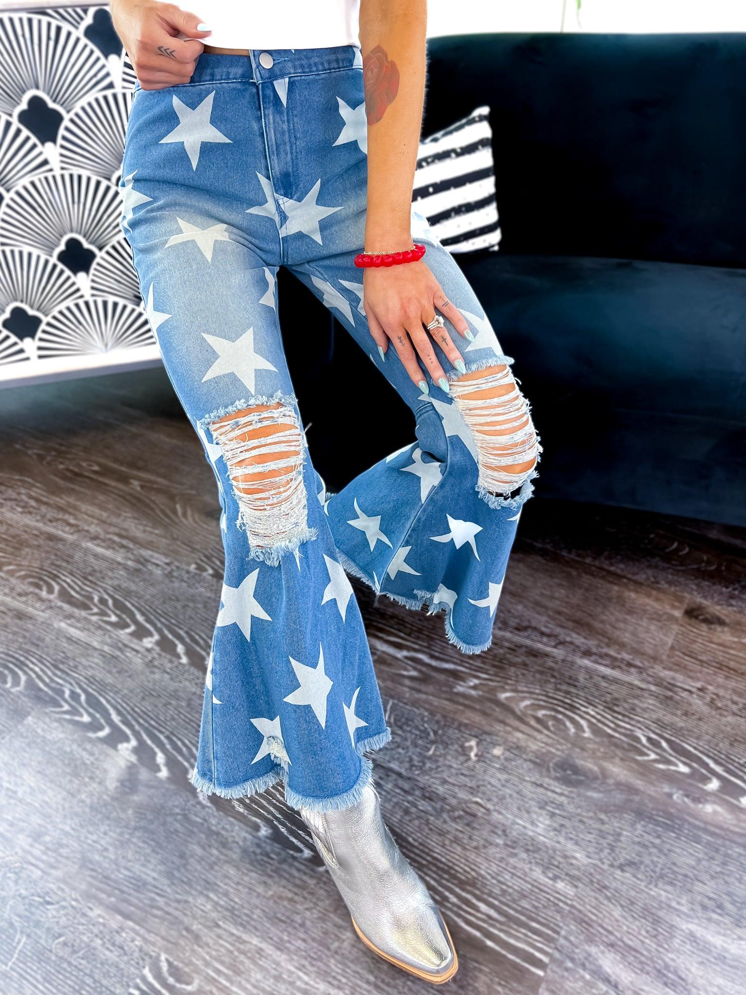 The Stars at Night Flare Crop Jeans - The ZigZag Stripe